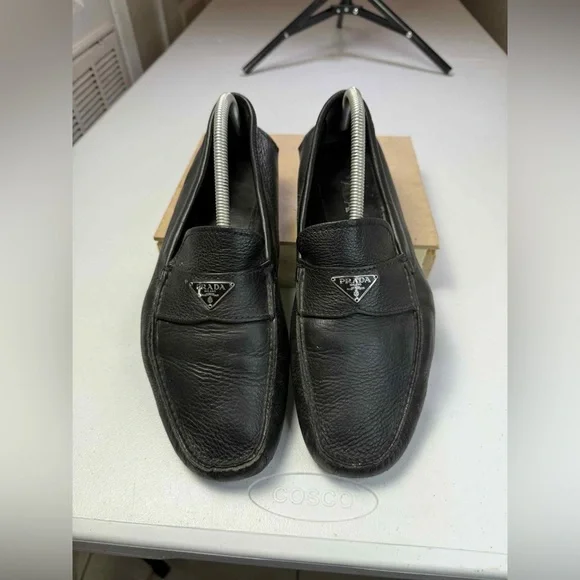 Prada | Shoes | Prada Saffiano Leather Driver Loafers Black  display picture 3